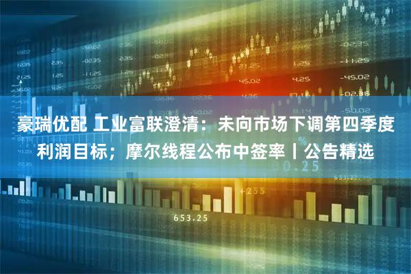 豪瑞优配 工业富联澄清：未向市场下调第四季度利润目标；摩尔线程公布中签率丨公告精选